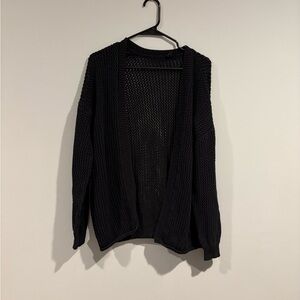 Black Open Knit Cardigan